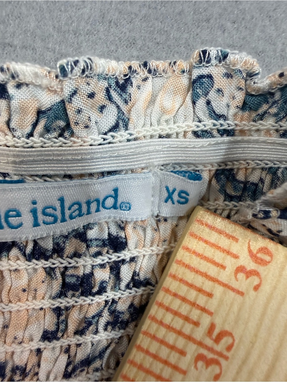 Blue Island Boho Wide-Leg Smocked strapless Jumpsuit pockets in Cream & Teal XS - Picture 4 of 9